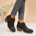 thumbnail image 6 of SKIYLEVZ Ankle Boots for Women Winter Boots Side Zip Chunky Booties Slip On Comfortable Casual Dressy Boots Faux Suede Ankle Boots Wide Width Available, 6 of 10
