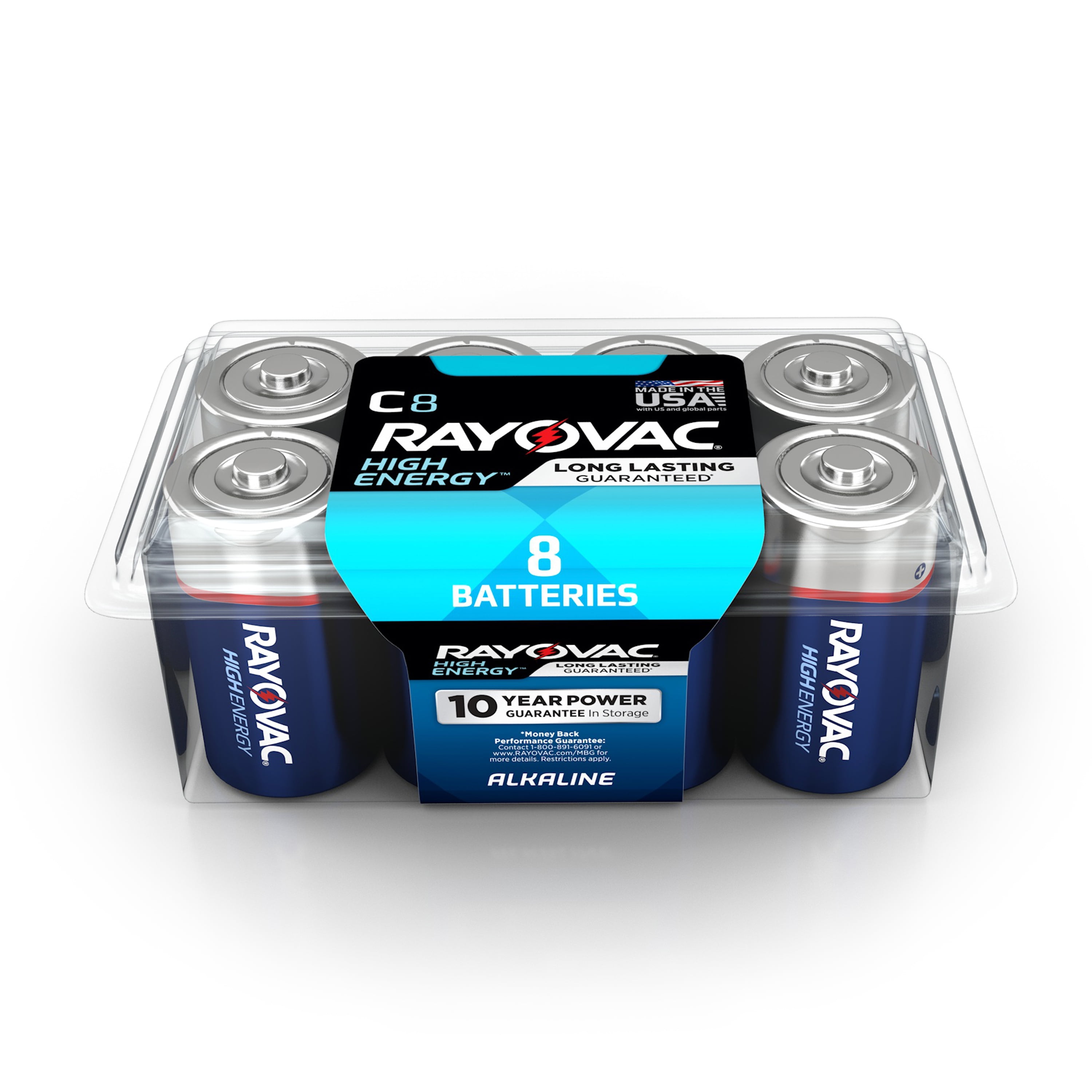 Rayovac High Energy Alkaline, C Batteries, 8 Count
