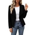 thumbnail image 2 of TGSLY Women's Faux Suede Jackets Fashion Fall Lapel Open Front Cropped Coat Dressy Casual Solid Color Long Sleeve Outwear Jackets XXL, 2 of 10