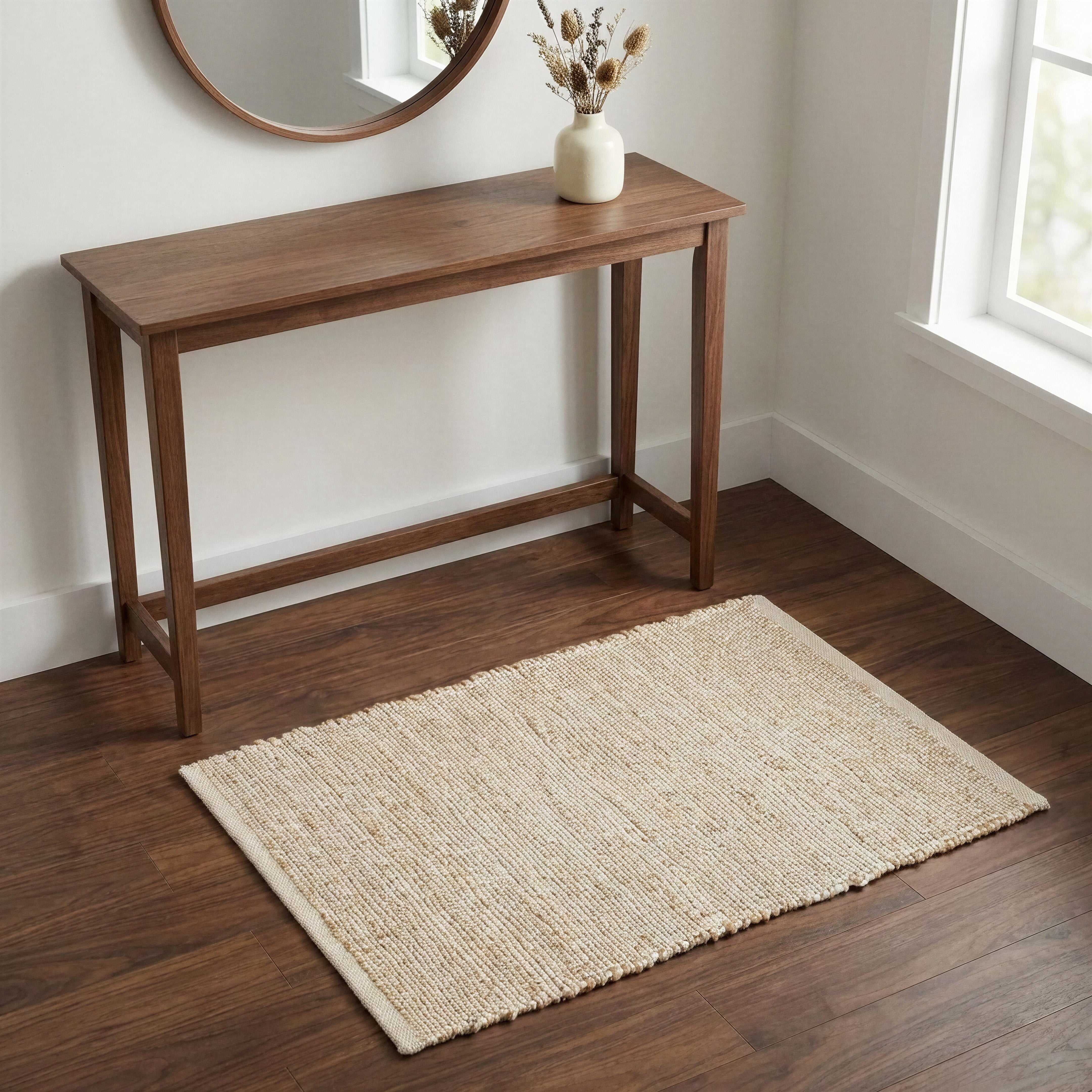 · REDEARTH · Jute Cotton Area Rug - 2'x3' Rectangular Rug, Sustainable Handwoven, Non-Shedding, Soft & Durable – Reversible, Neutral Tones for Home Décor in Living Room, Dining Room, Bedroom,Set of 2