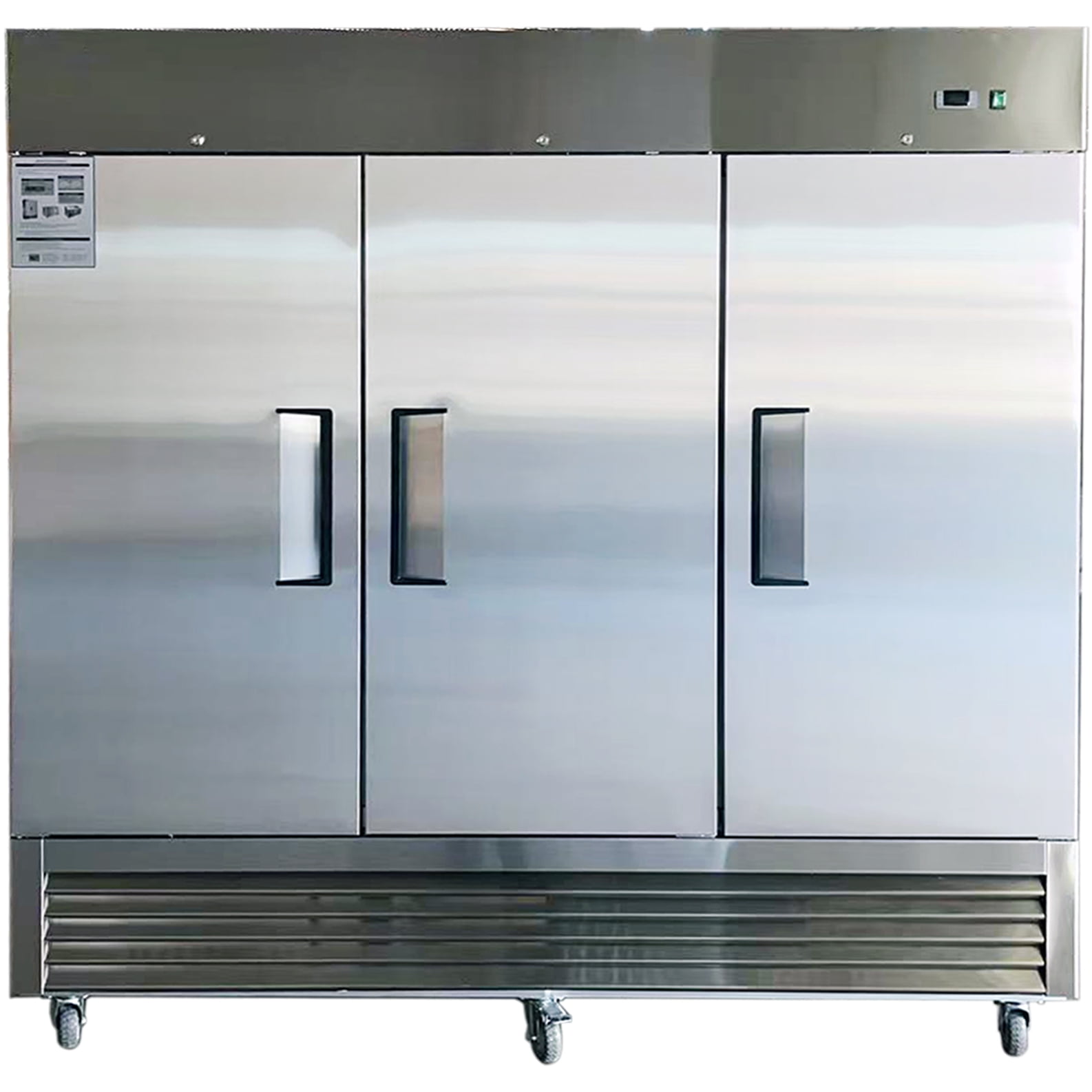 82" Wide Commercial Reach-In Refrigerator, 60.8 Cu. Ft. Capacity – Stainless Steel, NSF Certified