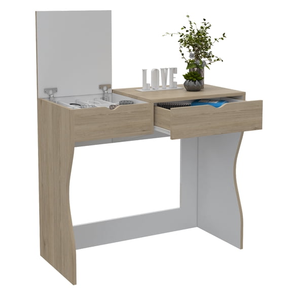 Mueble Tocador Perlak Beige y Blanco Virtual Muebles