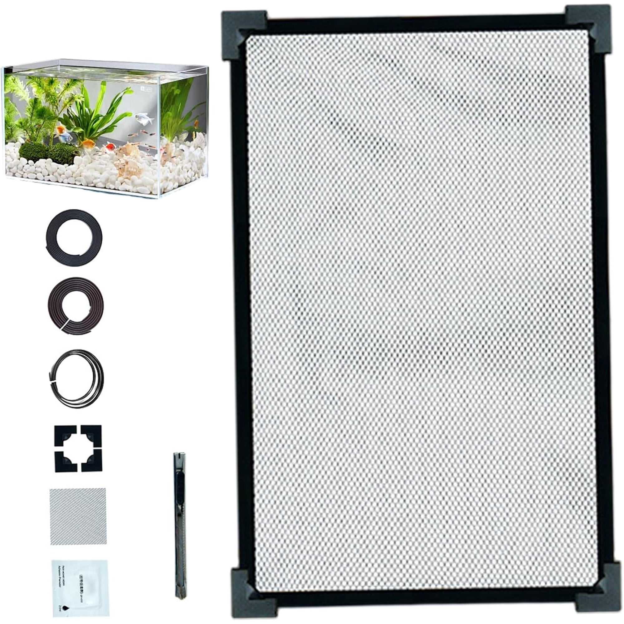 Magnetic Aquarium Mesh Lid, Anti-Jumping Fish Tank Screen Cover, Breathable Transparent Rustproof Tank Netting, Secure Protective Screen Lid for Aquatic Fish and Reptile Tanks