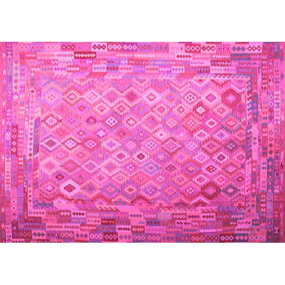Ahgly Company Indoor Rectangle Southwestern Pink Country Area Rugs, 7' x 10'