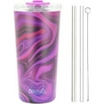 thumbnail image 2 of Drinco - 20 oz Stainless Steel Tumbler | Double Walled Vacuum Insulated Mug With Lid, 2 Straws, For Hot & Cold Drinks (Purple Swirl), 2 of 2