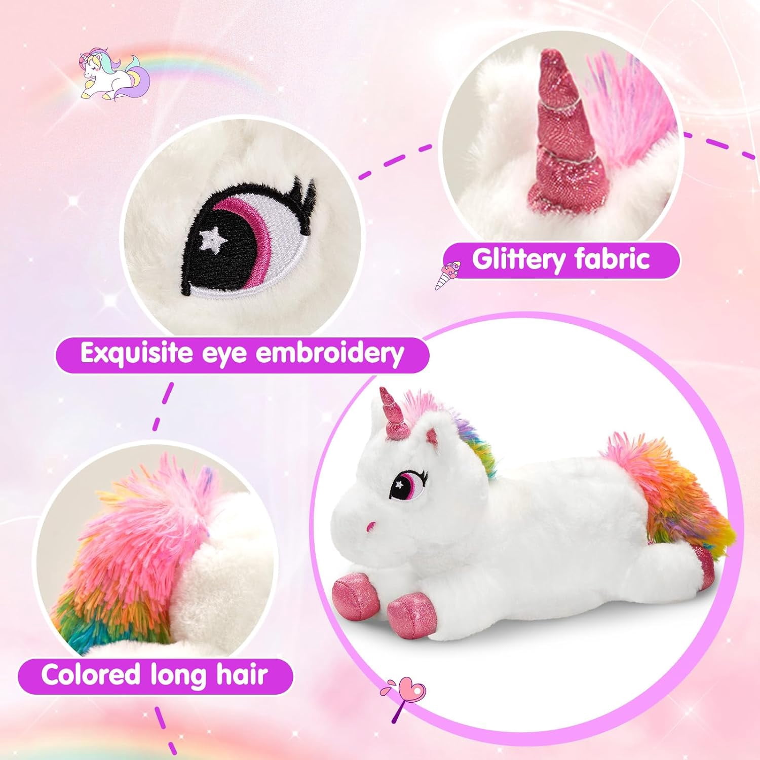 Houwsbaby Unicorn Mommy Stuffed Animal with 3 Babies Inside,4 in 1unicorn Plush Toy,Present for Boys Girls Kids Birthday Festival Christmas