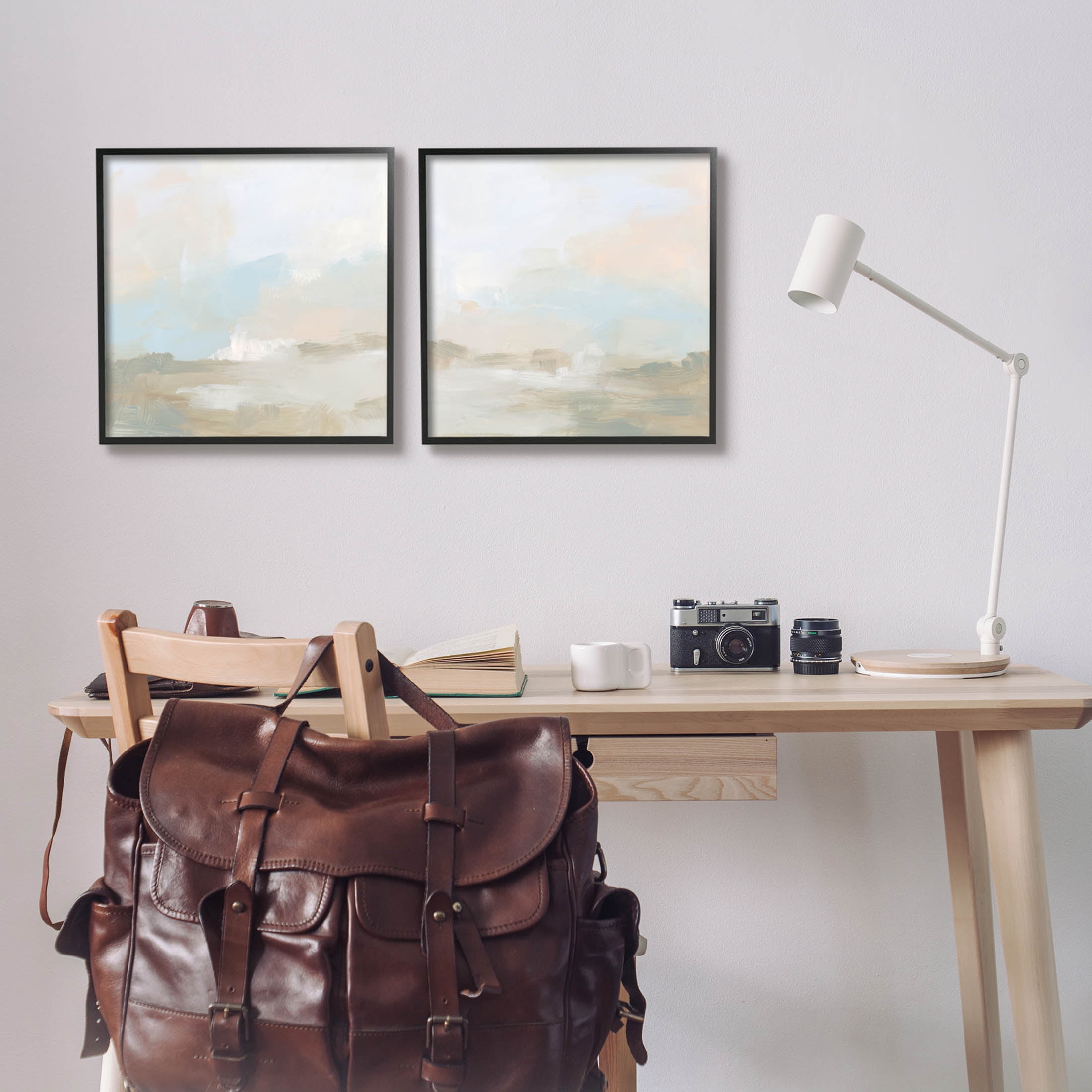 Stupell Industries Pastel Abstract Landscape Painting Black Framed Art Print Wall Art, Set of 2, Design by June Erica Vess