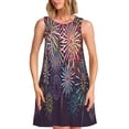 thumbnail image 1 of Vsdgher Robes d'Été Imprimées Feux d'Artifice pour Femmes Robe de Plage Décontractée Col en U Sans Manches Robe d'Été Ample avec Poche, 1 of 7