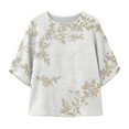 thumbnail image 4 of Women's Plus Size Casual Printed Blouse Short Sleeve Shirt Tunic Top Flowy White M, 4 of 4
