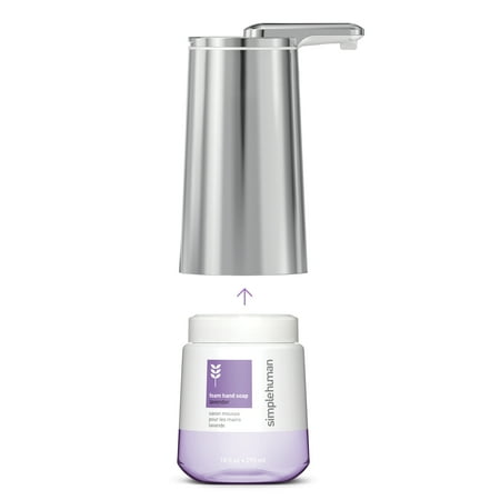 simplehuman - 10 oz. Touch-Free Foam Sensor Pump Dispenser with Refillable Cartridge - Brushed Stainless Steel