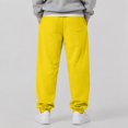 thumbnail image 6 of WULMLEO Men's Baggy Sweatpants with Pockets Drawstring Loose Fit Cuffed Gym Casual Joggers Yellow L, 6 of 6