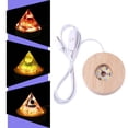thumbnail image 2 of Crystal Orgonite Pyramid Lamp Base Decor Wooden LED Display Holder (Warm), 2 of 8