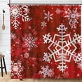 thumbnail image 2 of Merry Christmas Snowflake Shower Curtain Set Happy Holiday Winter Red Bathroom Decorative Winter Waterproof Fabric 70x70 Inch, 2 of 7
