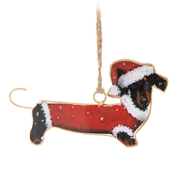 Abbott Collection 37-IMPRINT-027 Festive Dachsund Ornament, 4.5 inches L, Red