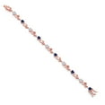 thumbnail image 2 of Gem Stone King 18K Rose Gold Plated Silver Heart Shape Blue Created Sapphire White Moissanite and Round White Lab Grown Diamond Greek Vine Flower Tennis Bracelet for Women (4.64 Cttw, 7.5 inch), 2 of 4