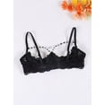 thumbnail image 4 of Womens Bralette Unlined Busiter See Through Balconette Teddy Bra Half Cup Lace Bra Pearl Jewelry Decor, 4 of 7