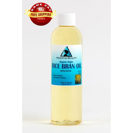 Rice Bran Oil Organic Carrier Unrefined Cold Pressed Virgin Raw Pure by H&B OILS CENTER 4 oz