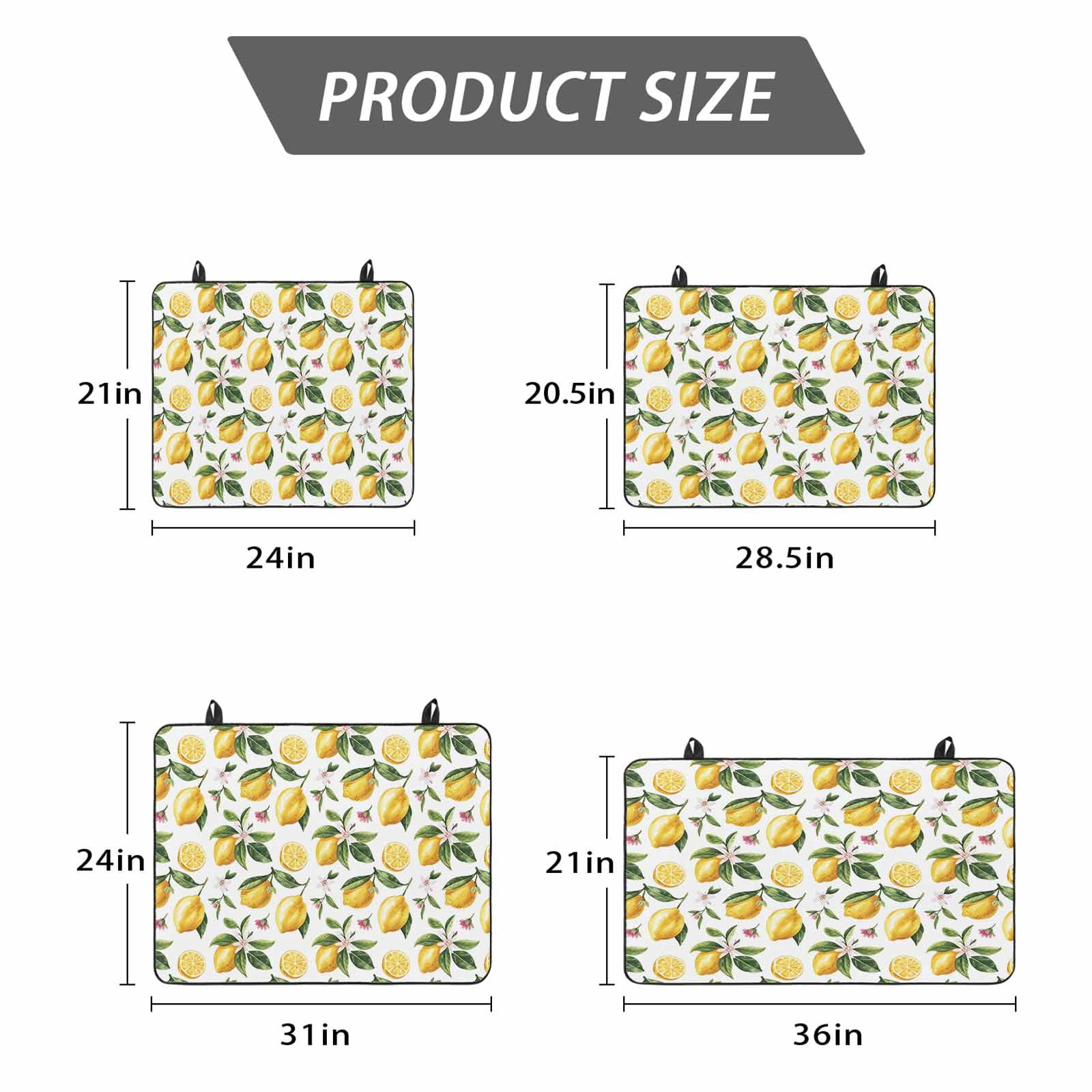 Yellow Lemon Stove Top Cover for Electric Stove, Heat-proof & Non Slip Glass Top Stove Cover Protector, Tropical Green Leaf Pink Floral Fruit Kitchen Flat Cooktop Rubber Mat 24x21 Inches