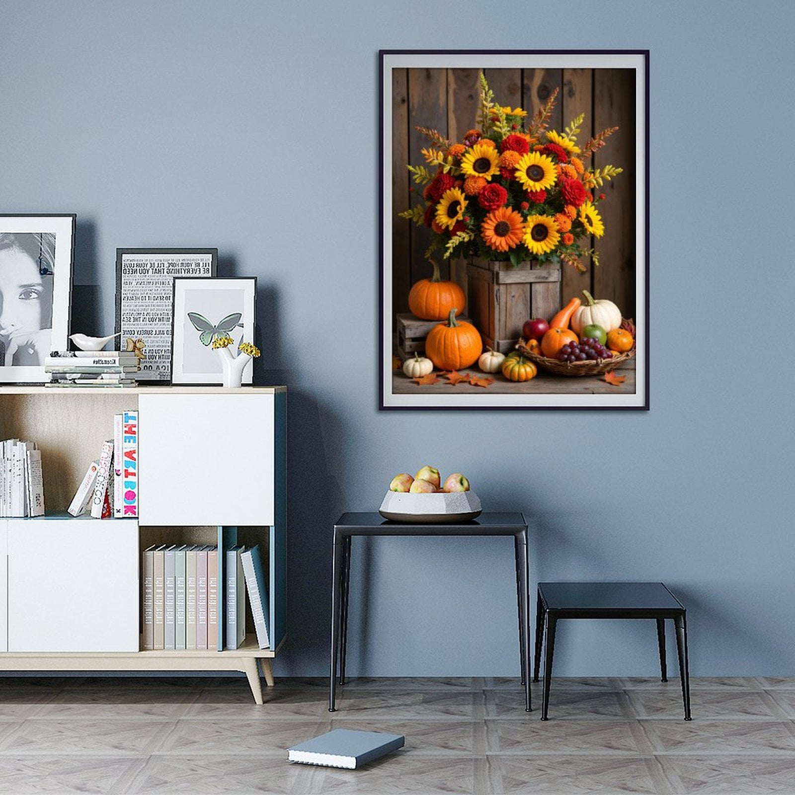 Diamond Art Kits for Adults - 5d Autumn Harvest Floral Decor Pumpkins Diamond Painting for Adults, Diamond Art for Adults Beginners, Diamond Painting Kits for Adults for Home Wall Decor