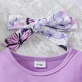 thumbnail image 7 of TOWED22 2Pcs Set Infant Baby Girl Fall Clothes Long Sleeve Crewneck Sweatshirt+Joggers Pants Winter Outfit Set,Purple,9-12 M, 7 of 7