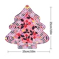 thumbnail image 3 of Vibrant Metal Hanging Christmas Tree Wind Spinner - Festive Pink Design with Layered Circles Cherries Leaves & Stars for Garden Decor, 3 of 7