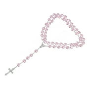 EXCIXING Delicate Heart-Shaped Rosary Necklace with Jesus Cross Pendant - Meaningful Valentines's Day Gift for Her