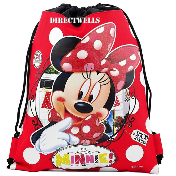 Minnie Mouse Shop Together Character Licensed Red Drawstring Bag