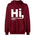thumbnail image 2 of OXI Hoodie Sweatshirt - Hi I Don't Care Thanks, Basic Casual Hoodie for Men's and Women Fleece Hoodie Long Sleeve - Cardinal Red Medium, 2 of 3