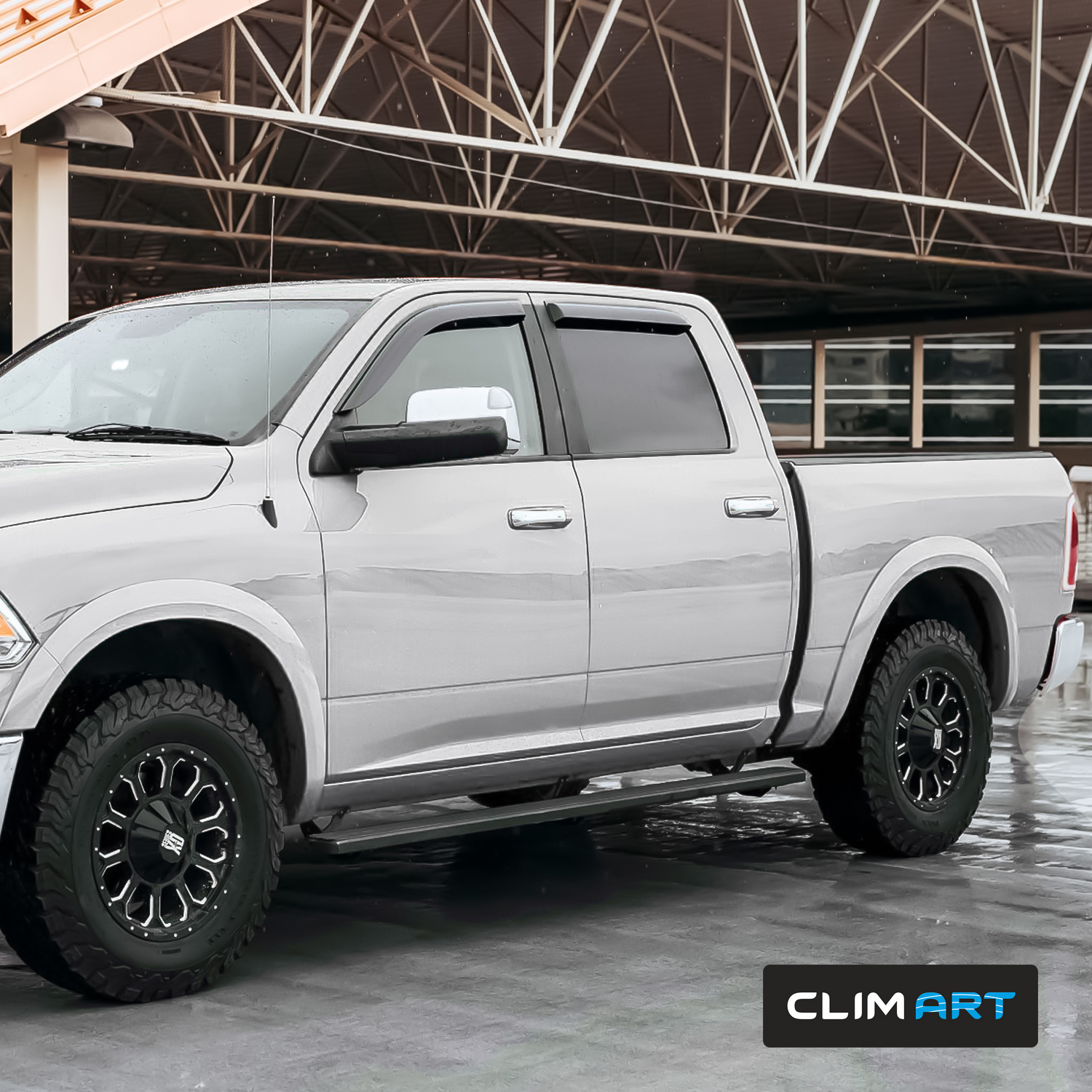 CLIM ART Incredibly Durable Rain Guards for Dodge RAM 2500 3500 2019-2026 Crew Cab, Original Tape-on Window Deflectors, Vent Deflector, Vent Window Visors,Dark Smoke,Truck Accessories, 4pcs-409006LPv