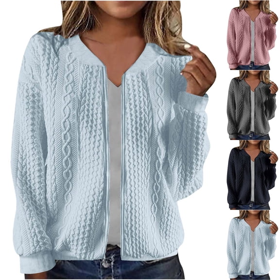 Aboser Womens Cropped Sweatshirt Jackets Trendy Textured Bomber Jacket Zip Up Short Coats Lightweight Stand Collar Windbreaker Comfy Long Sleeve Outerwear