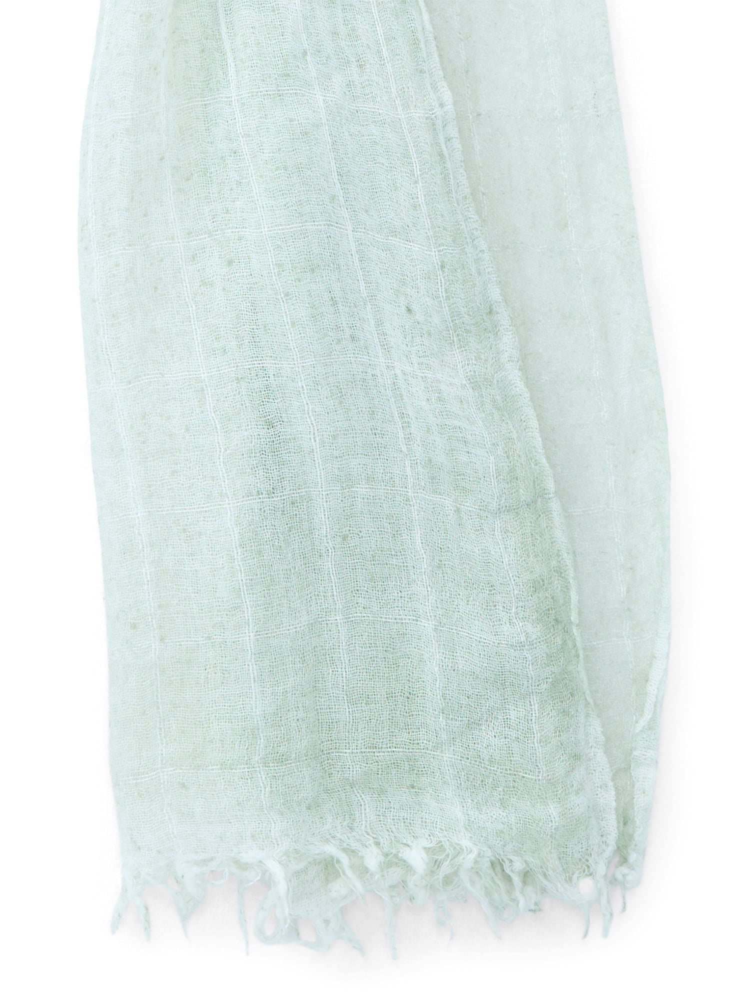 Time and Tru Women's Splatter Print Crinkle Scarf, Sage, Featuring Elegant Fringe Edges