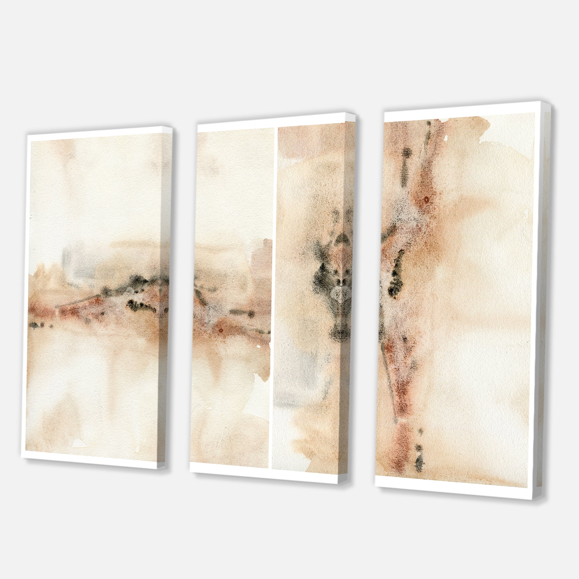 Designart ' Abstract Yelllow Red Beige and Pink Spots Pastel ' Modern Canvas Wall Art Print