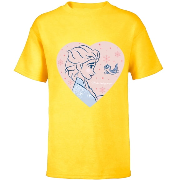 Disney Frozen 2 Elsa and Bruni Make Today Magic Heart - Short Sleeve T-Shirt for Kids - Customized-Yellow