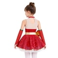thumbnail image 2 of YiZYiF Girls Christmas Dance Tutu Dress Sparkly Sequin Bowknot Figure Skating Dress with Oversleeves Red 6, 2 of 7