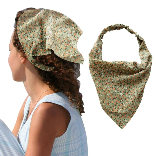 Bandanas Floraux pour Cheveux, Foulard pour Femmes, Foulard Triangulaire avec Attaches