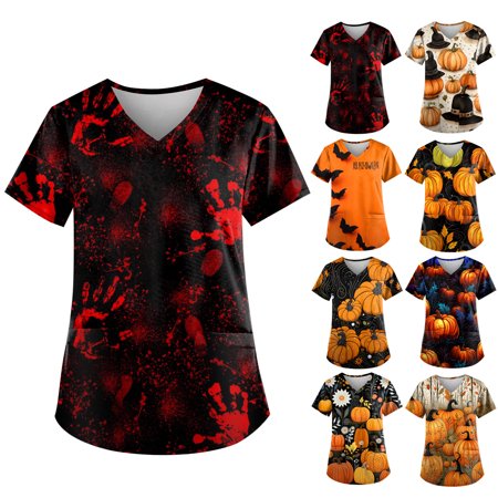 Halloween Scrub Tops for Women Nursing Unif… product image