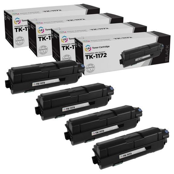 LD Products Toner Cartridge Compatible Replacement for Kyocera TK-1172 (Black, 4-Pack)