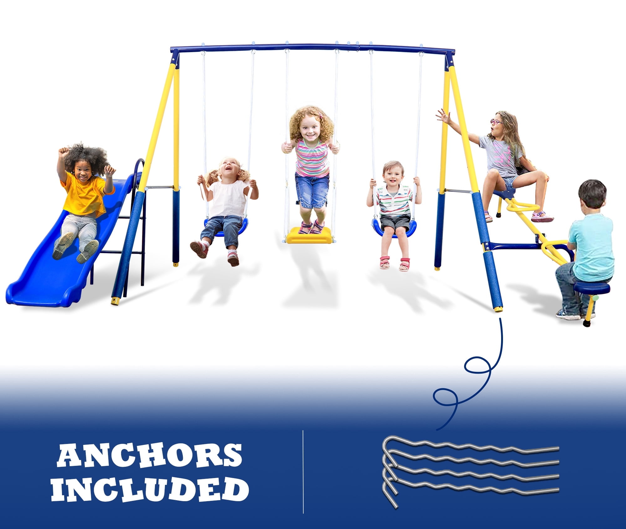 その他 Swingtoys XDP Recreation Outdoor Play Metal Surf N Swing Set with Wave Slide