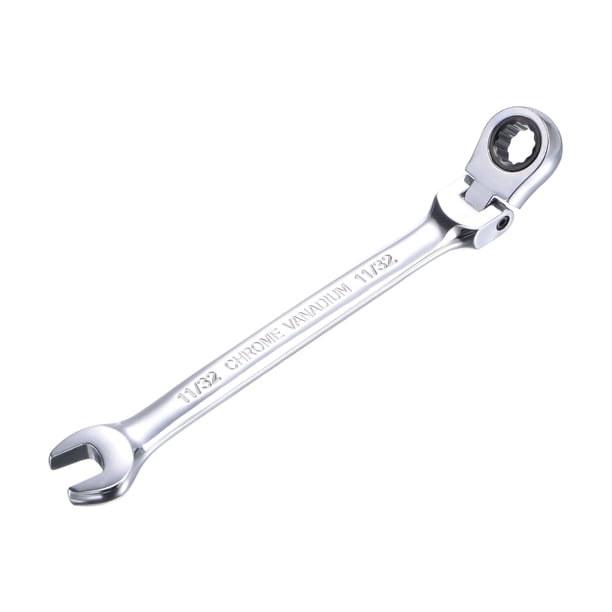 Unique Bargains 11/32" Llave de combinación de trinquete de cabeza flexible SAE 72 dientes, herramientas de extremo de caja de 12 puntos