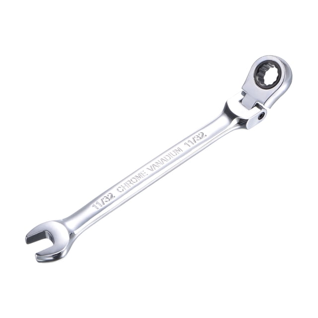 Unique Bargains 11/32' Flex-Head Ratcheting Combination Wrench SAE 72 Teeth 12 Point Ratchet Box Ended Spanner Tools
