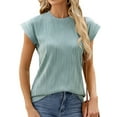 thumbnail image 2 of Tops for Women Trendy Short Sleeve Womens Shirts Sports Tights Women Plain Long Sleeve Shirts Keyhole Tops Neck Exercise Workout Long Womens for Summer Tee Loose Fit Graphic Green M, 2 of 9