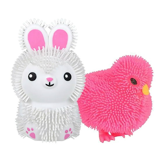 Set of 2 - Puffer Chick and Bunny Rabbit - Small Air Filled Novelty Toy - Party Favors - Easter Gift