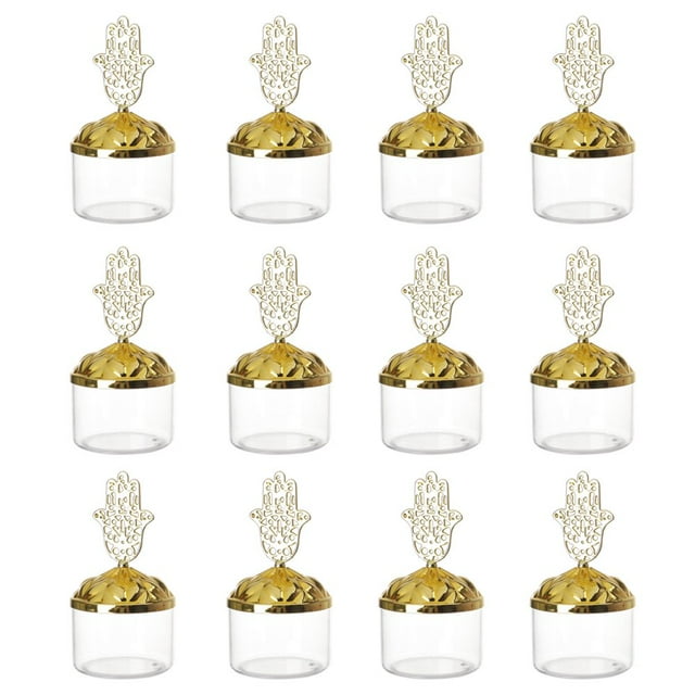 POINTERTECK 12Pcs Transparent Candy Boxes Large Capacity Golden And Silver Plated Plastic Candy Jars for Home Party Baby Shower