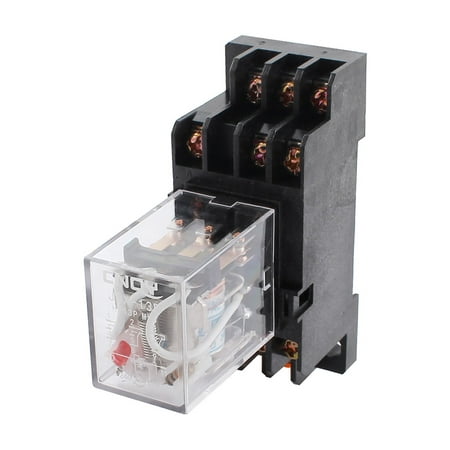 Unique Bargains HH53P AC24V Coil 3PDT 11-Pin Red Pilot Lamp Power Relay + Socket Base