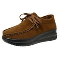 thumbnail image 4 of Women's Casual Suede Dress Shoes Comfortable Platform Wide Toe Box Non Slip Walking Shoes Vintage Lace Up Sneakers Brown Size 7.5, 4 of 5