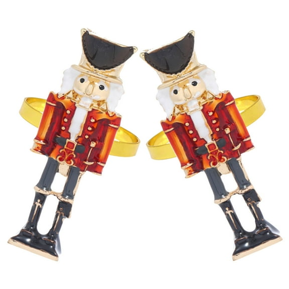Raindrops Christmas Nutcracker Napkin Set of 2 Multi-Alloy Holiday Table Decor Accessories for Elegant Seasonal Dining