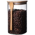 thumbnail image 1 of Tarro de vidrio con tapa de bambú y cuchara, contenedor de almacenamiento de cocina cuadrado transparente hermético para especias, café, té Matcha, 1 of 8