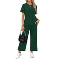 thumbnail image 2 of Fantaslook 2 Piece Sets for Women Casual Summer Travel Vacation Outfits Short Sleeve Tops Wide Leg Pants Lounge Sets, 2 of 9