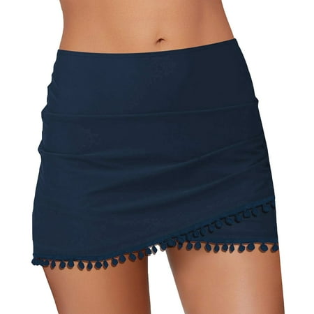 TODOZO Swim Skirts for Women 2025 Trendy Womens Swim Skirts with Tummy Control Swim Skirt Cover Up Beach Bottom Shirring Beach Swim Bikini Swimsuit Waist Shorts Briefs High Shorts Swim Bikini Skirt S