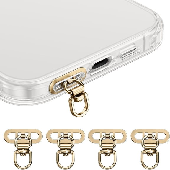 GJX Side-Mount Phone Tether Tab, Metal Lanyard Patch, 360° Swivel Clip, 304 Stainless Steel, Won'T Block Charging Port
